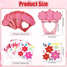 NOVWANG 50 Packs Valentine's Day Craft Kits, Valentines Crafts for Kids Valentines DIY Picture Frames Craft Cardboard Photo Frame Craft Kits with Stickers Valentines Classroom Activities Favors
