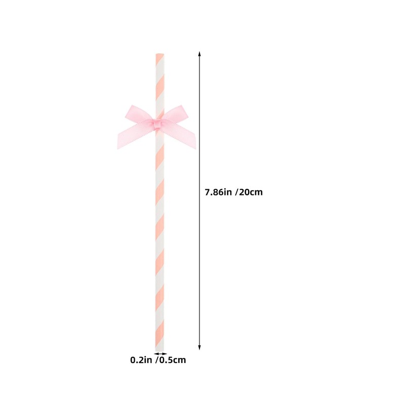 80 pcs Bow Paper Straws 7.87 inch Cute Bow Straws