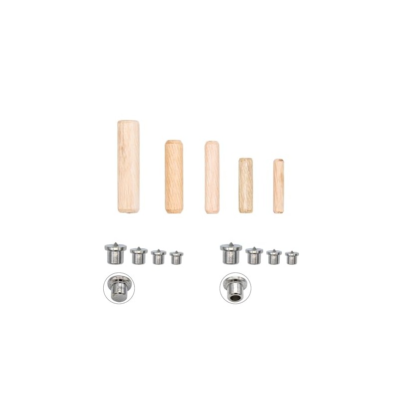 Tutuxio 550pcs Wooden Dowels Pins with 6/8/10/12mm Solid Hollow Dowel