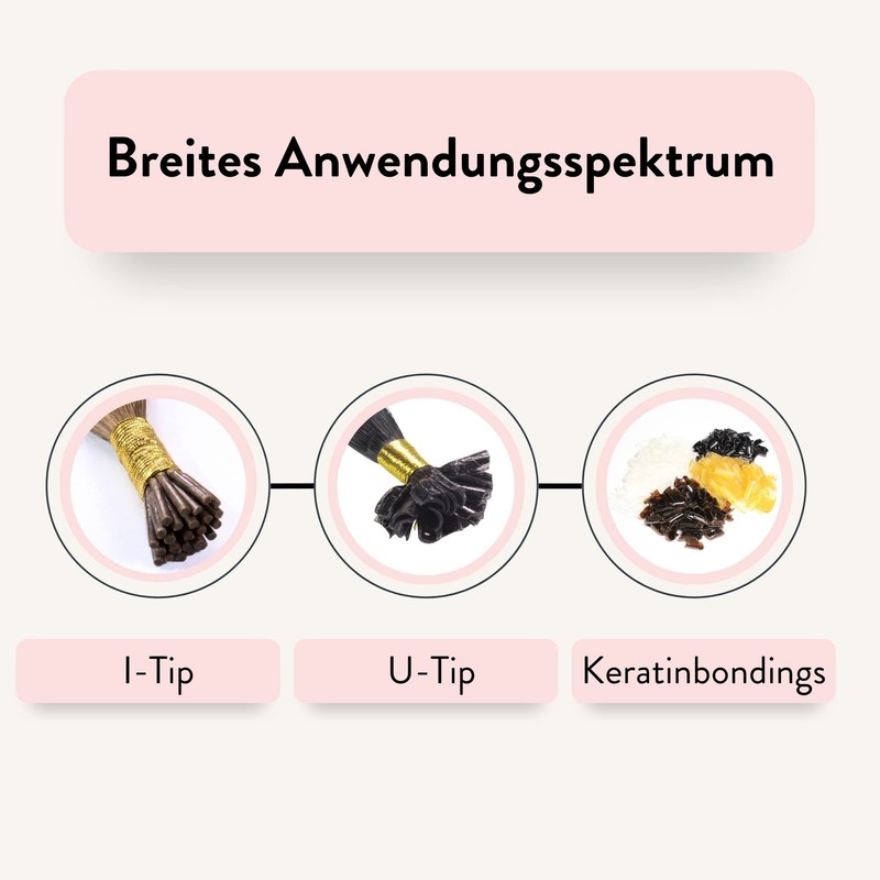 Just Beautiful Hair heating tongs for bonding extensions, connector U-tip