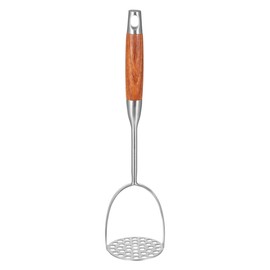 HEMOTON Manual Potato Masher Heavy Duty Stainless Steel Potato Crusher with Comfortable Wooden Handle 13.39 Inch Kitchen Tool for Mashed Potatoes and Vegetable Mashing