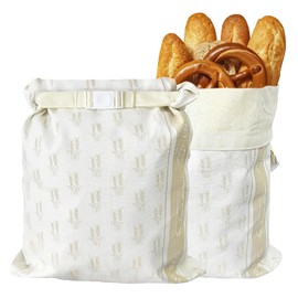 GD HUA Pack of 2 Reusable Bread Bags with Closure, Linen Bread Bag, for Homemade Bread, Sourdough, Bread Storage, Bread Bag for Homemade Bread