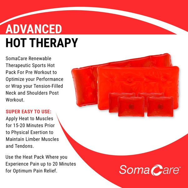 SomaCare Sport & Back Hot Pack - Pain Relief, Reusable for Neck, Shoulders & Joint Pain, Ease to Use, Click to Activate, Advanced Hot Therapy - Muscle Recovery, for Knee, Cramps, Post & Pre Workout