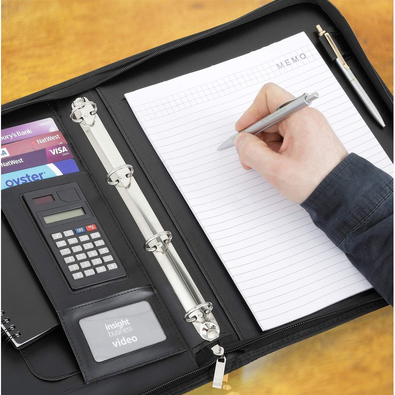 Arpan A4 Conference Folder with Handle Ringbinder Folio with Zipper