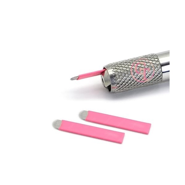 50pcs Pink Disposable Semi-Permanent Eyebrow Needles Blades 0.15mm Nano Needles