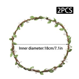 Wuyituart 2 Pack Hair Vine Headband Handmade Berry and Foliage Wreath Bohemian Flower Leaf Crown, Green and White