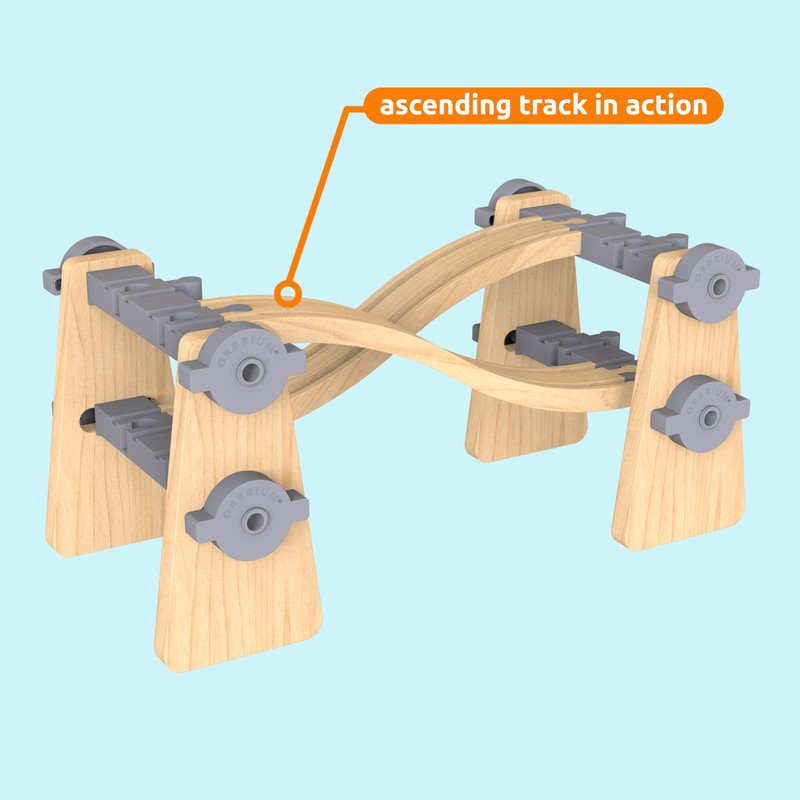 ORBRIUM Premium Wooden Train Ascending Tracks, Pack of 8 Wooden