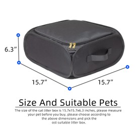 BARRPET Cat Travel Litter Box Collapsible Portable Cat Litter Box with Lid and Handle Standard for Travel Light Weight Leak-Proof, Sturdy, Lightweight, Easy to Clean( 15.3” X 15.3” X6.7”).