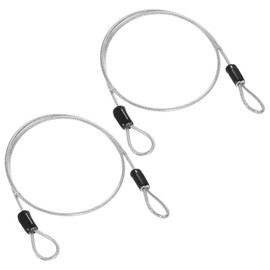 M METERXITY 2-Pack Security Cable Lock, 6.56FT PVC Coated Steel Luggage Lock Wire Rope with Double Loop for Outdoor Travel/Gate/Bike, Cut-Resistant Braided Steel Cable [Transparent]