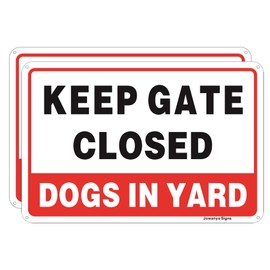 Keep Gate Closed Sign,Dogs in Yard Sign,20 x 30 cm,Reflective Aluminum,Easy to Mount,UV Protected,Weather Resistant,Waterproof,Durable Ink,Outdoor or Indoor Use,2 Pack