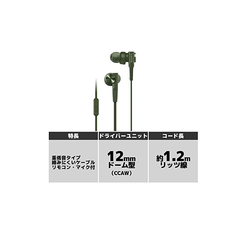 Sony Earphones Heavy Bass Model MDR-XB55AP: Canal Type with Remote