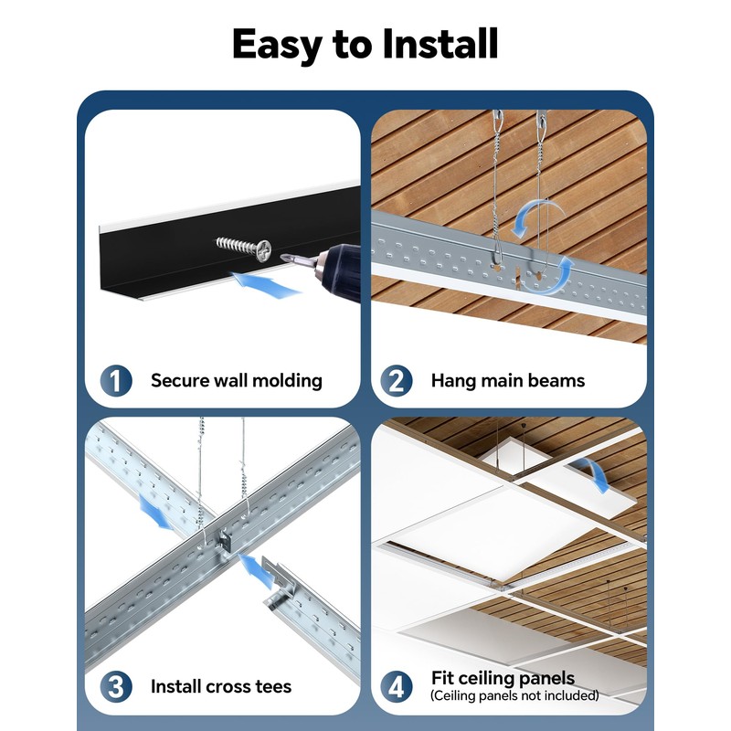 32 Sq.Ft Drop Ceiling Grid System kit, Whtie Galvanized Steel