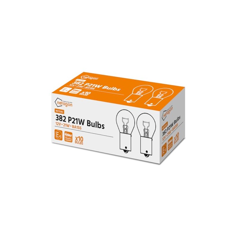 10 x 382 12v 21W BA15S Bulbs - Single