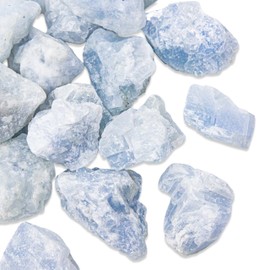 1/2 lb Blue Calcite Rough Stones - Natural Raw Crystals for Tumbling Cabbing Polishing Wire Wrapping Lapidary & Jewelry Making - Fountain Decoration Rocks - Reiki Yoga & Wicca Healing - Bulk Rocks