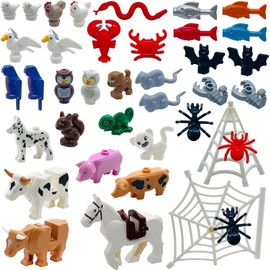 SAIBURAZ 39 PCS Friend Animals Figures Set Building Block Farm Zoo Animals Toy Gift for Kids Boys Girls Age 6+,Educational Toys Dog Pig Horse Spider Bat etc Fit with Major Brand
