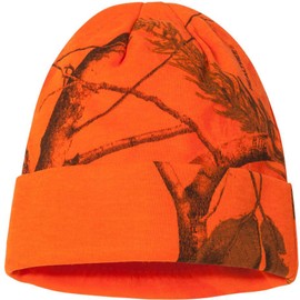 Joe's USA Camo Knit 12 Inch Hunting Beanie, Blaze, One Size