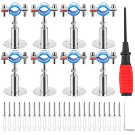 Yaocom 8 Pcs 304 Stainless Steel Wall Mount Ceiling Mount Pipe Supports Bracket, Suitable for OD 1/2"(20-22mm), Adjustable Height 50-100mm, Pipe Strap Clamp with Screws Screwdriver