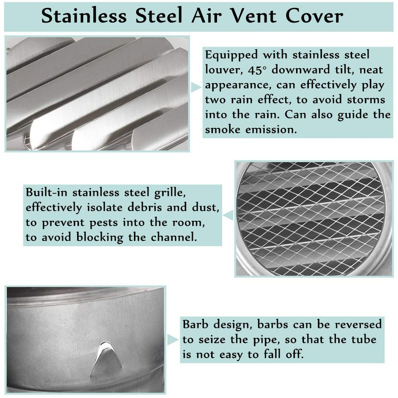 6'' Stainless Steel Air Vents, Round Louver Grille Vent Cover