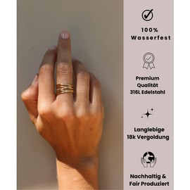 Positiva Jewelry Criss Cross Ring Women - Waterproof Gold Plated Ring, Elegant Stainless Steel Jewelry, Durable Statement Ring, Gold Stainless Steel, No Gemstone