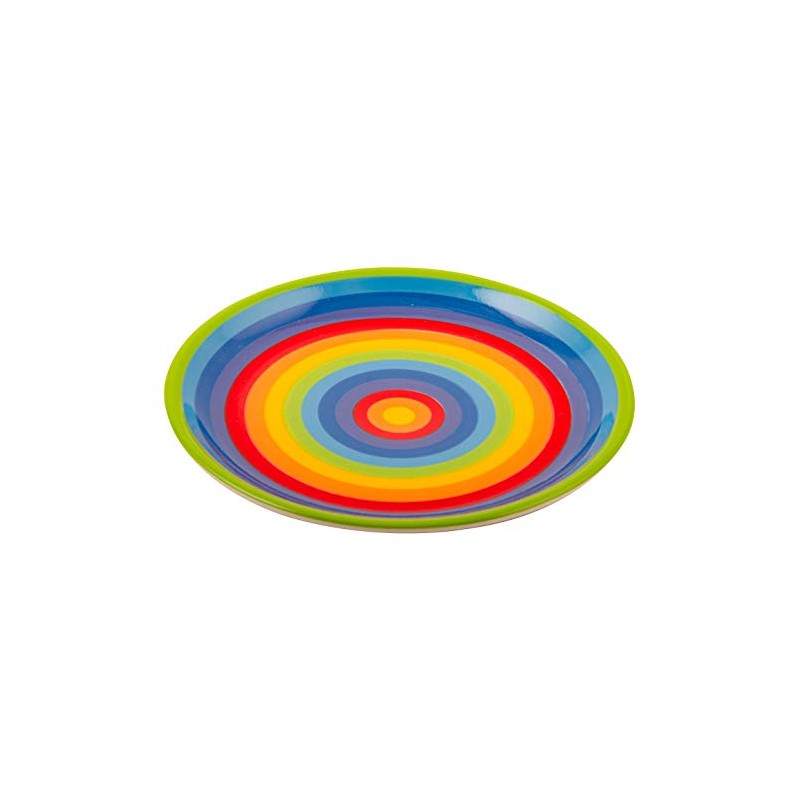 Rainbow Stripe Hand Painted Ceramic Plate 21cm Medium