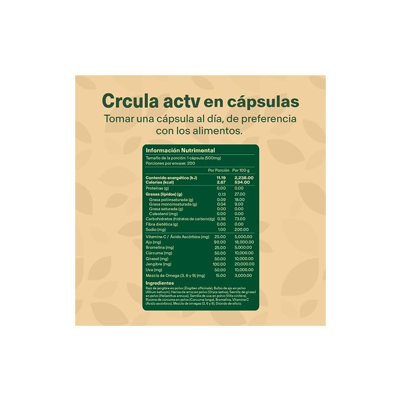 Active Circulation con 200 Capsulas de 500mg (4 Meses) con