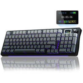 AULA S98 Pro Wireless Mechanical Keyboard,Smart Screen & Knob,Tri-Mode BT5.0/USB-C/2.4GHz Creamy Keyboard,Gasket Structure,Pre-lubed Linear Switches,Hot Swappable RGB Backlit Computer Gaming Keyboards FallFreshness:_Side-print-Black
