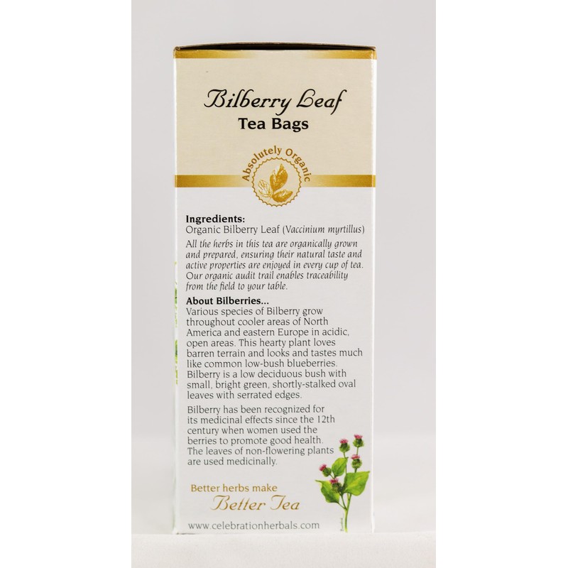 Celebration Herbals Teabags Herbal Tea Bilberry Leaf Organic, 24 Bags
