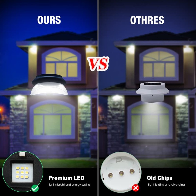 DBF Outdoor Solar Gutter Lights - Solar Fence Lights Outdoor