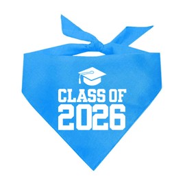 Class of 2026 Dog Bandana | 100% Cotton Triangle | School Graduation Ceremony Party | Mom Dad Graduating Prop | Turquoise, One Size 1150
