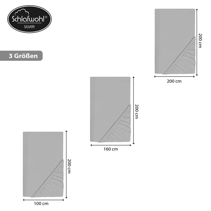Schlafwohl Jersey Fitted Sheet Silver 100% Cotton Robust and Easy