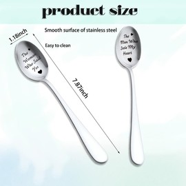 Couples Gift Spoons for Boyfriend Girlfriend Romantic Engagement Gifts for Husband Wife Ice Cream Coffee Lovers Anniversary Birthday Gifts for Couple with Love Quote Ice Cream Spoons 2 pcs