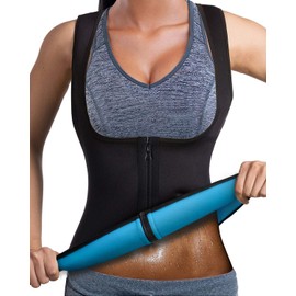 DoLoveY Women Neoprene Sauna Vest Waist Trainer Hot Sweat Slim Corset Body Shaper with Zipper Workout Tank Top