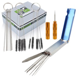 partszen Carburetors Carbon Dirt Jet Remove Cleaner Tool Kit Torch Tip Cleaner Wires Tool Set Nylon Brushes Cleaning Needles Stainless Steel Wrench Tool Kit for ATV Moped Welder Carb