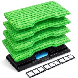 Reusable mop Replacement Pads Compatible with Shark Vacmop VM252 VM250 VM200, Washable mop Refills for Hard Floor Cleaning (1 Dirt Chamber + 3 Replacement Filters + 4 Pads)
