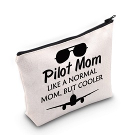 MBMSO Pilot Mom Gifts Makeup Bag Female Pilot Gifts Aviation Gifts Pilot Mom like a Normal Mom but Cooler Pilot Wife Gifts (Pilot Mom bag)