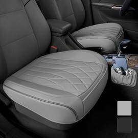 2 Pack Leather Front Car Seat Cover Bottom Car Seat, Universal Anti-Slip Driver Car Seat Protectors with Storage Pocket, Waterproof Bottom Auto Seat Cushion Pad Mat for Most Vehicles(Gray)