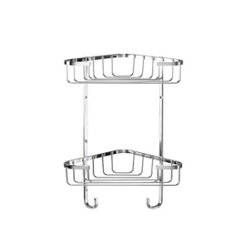 Croydex Two Tier Stainless Steel Medium Corner Basket Shower Caddy, 10 Year Rust Free Guarantee