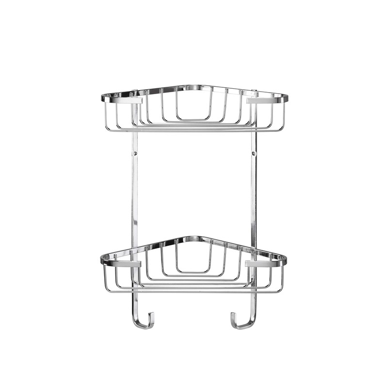 Croydex Two Tier Stainless Steel Medium Corner Basket Shower Caddy,