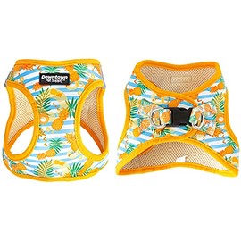 Downtown Pet Supply - Dog Harness for Small Dogs No-Pull - Step in Dog Harness - Padded Mesh Fabric Dog Vest with Reflective Trim, Velcro and Buckle Straps - Pineapple - XXS