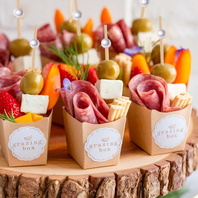 PuTwo Cocktail Picks Handmade Bamboo Toothpicks 4.7” White Pearl in