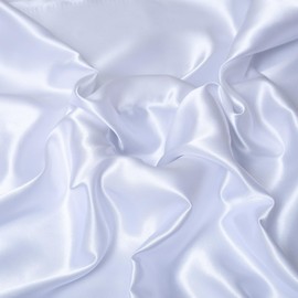 Satin Fabric by The Yard ，60 Inch Wide ，Soft Charmeuse Silk Satin Fabrics for Sewing,Wedding Dress,DIY Craftings, Costumes,Draping,Table Runner,Cloth Napkins (White, 1 Yard)