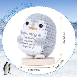 Aruigu Pocket Hug Positive Penguin, Creative Knitting Wool Potato Doll, Courage Gift, Get Well Soon Gift, First Day of School Gift, Lucky Charm Gift (Grey)