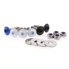 6 x License Plate Screws Set Stainless Steel Short M5 x 12 with Flange for Number Plate Holder Thickness of 2-7 mm Motorcycle, Moped, Scooter Number Plate Holder