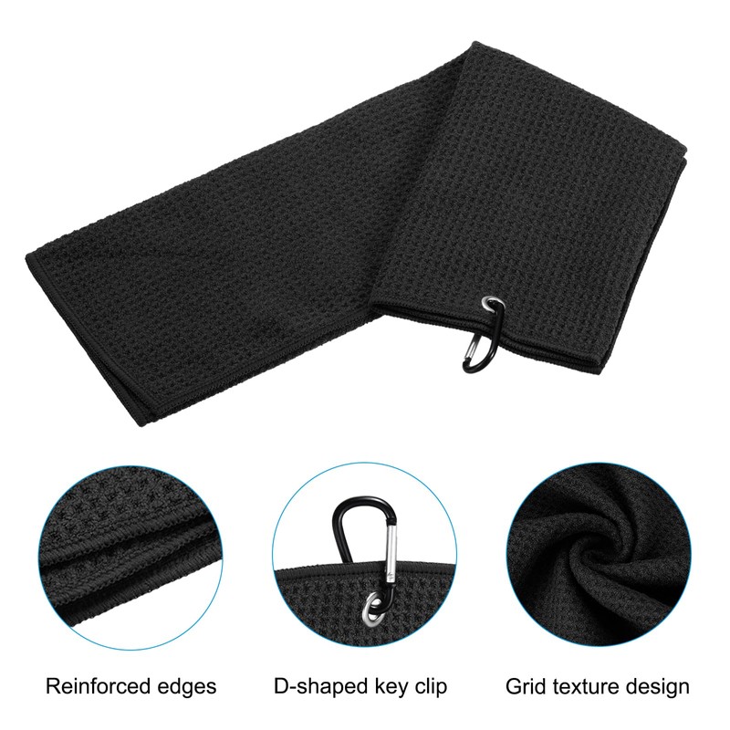 PATIKIL 30x30cm Tri-Fold Golf Towel 2 Pack Waffle Pattern Towel