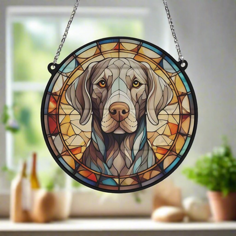 Image Industry Weimaraner Stained Glass Effect Suncatcher - Garden Gift