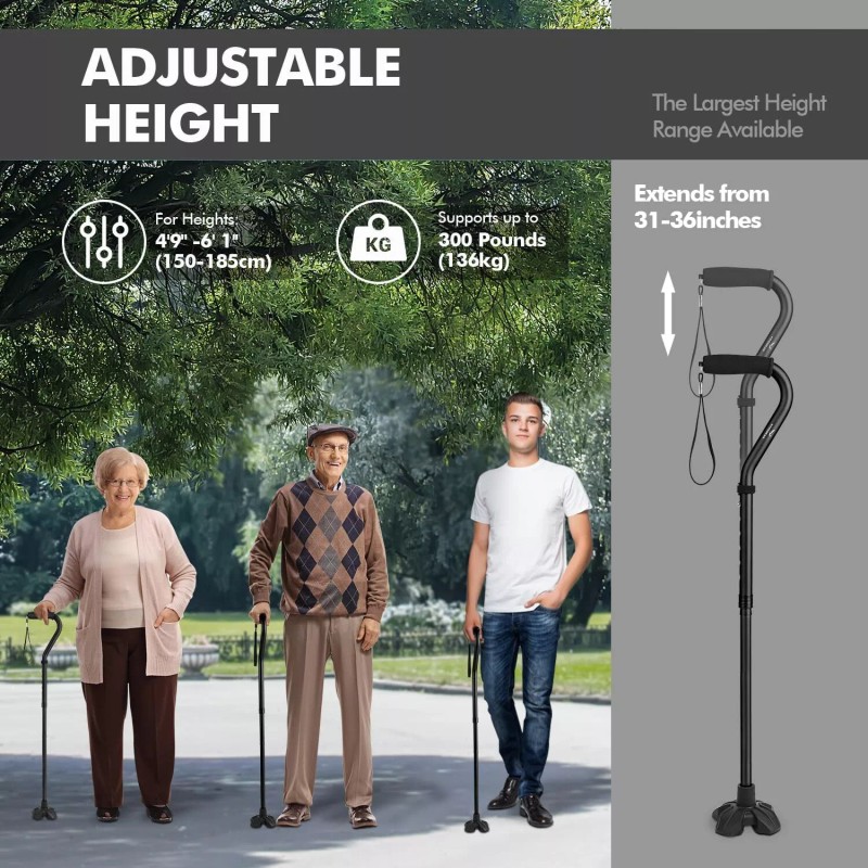 KINGGEAR F1 Walking Cane For Women & Men Lightweight &