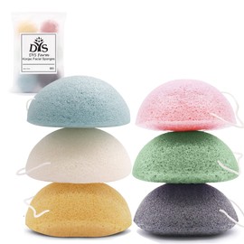 Natural Konjac Sponge Set of 6 Face Sponges Face Sponge Face Cleanser Face Scrub Face Cleansing Activated Carbon Turmeric Aloe Vera for All Skin Types