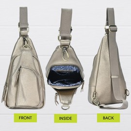 Antik Kraft- The Tasha Crossbody Sling (Metallic) | Vegan Leather Crossbody Bag for Women with 16-20" Strap | Sling Bags for Women with Durable Antique Brass Hardware | 7in x 2.5in x 12.5in |