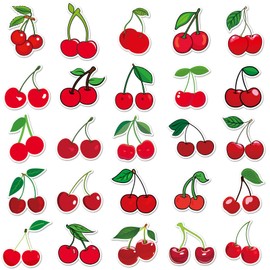 Pack of 50 Cherry Stickers Car Laptop Phone Guitar Skateboard Motorcycle Bicycle Cherry Stickers Set Vinyl Waterproof Aesthetic Stickers for Teenagers Children Adults