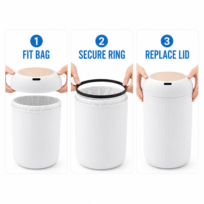 10L Automatic Motion Sensor Trash Can with Lid and Pressure